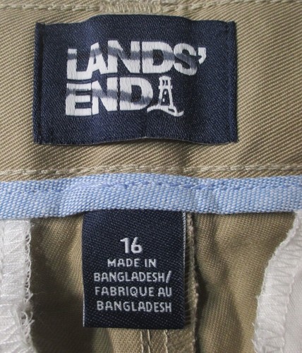LANDS END Khaki School Uniform Plain Front Chino Shorts Boys 16 NEW - Picture 7 of 7