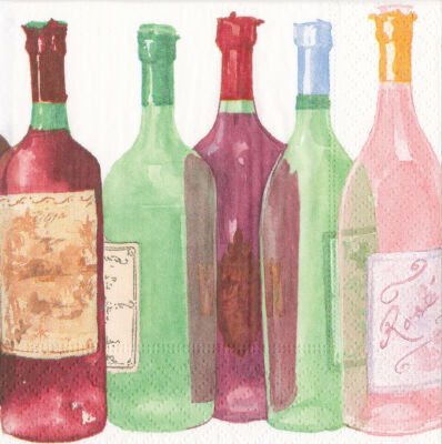 Weinflaschen Getränke Caspari Papier Cocktail Servietten 3-lagig 25 cm eckig