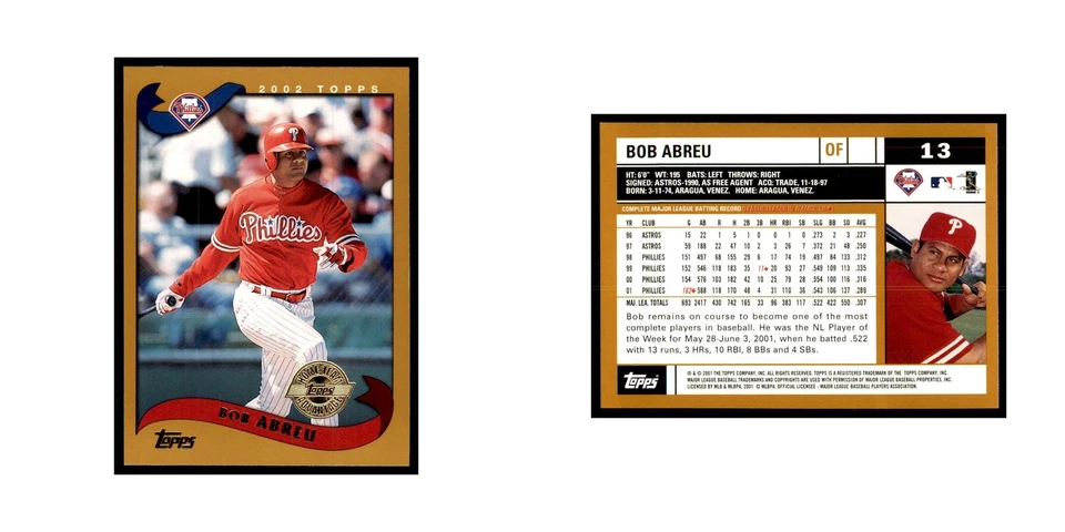 2002 Topps Home Team Advantage Bobby Abreu Baseball Cards #13 - Image 3 of 3