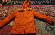 Retro mens XS S Rainshield 1970s puffer jacket rainbow orange Pride vintage RARE