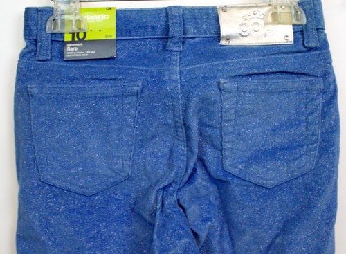NWT GAP Kids Flare Stretch Light Blue Sparkly Corduroy Pants Snap & Zip Closure - Picture 37 of 45