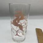 Vintage Federal Antelope Gazelle Pink Beverage Glass MCM barware Tumbler