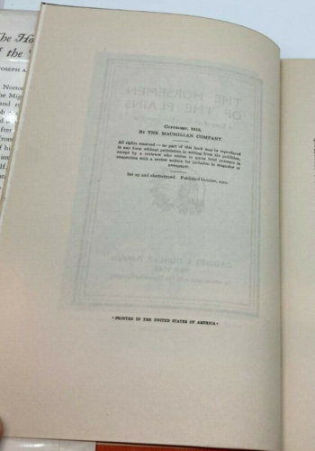 1910 "THE HORSEMEN OF THE PLAINS" by Joseph A. Altsheler THRUSHWOOD EDITION - Picture 8 of 11