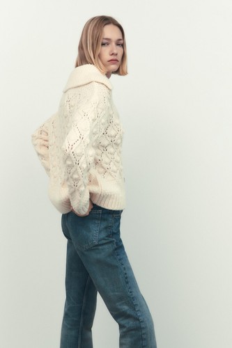 ZARA CREAM CARDIGAN WITH POMPOM DETAILS SIZE S - Picture 6 of 20
