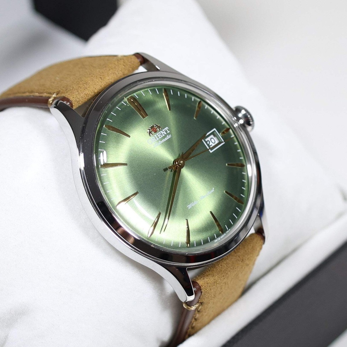 Orient Bambino Green Dial Brown Leather Strap Men's Classic Watch