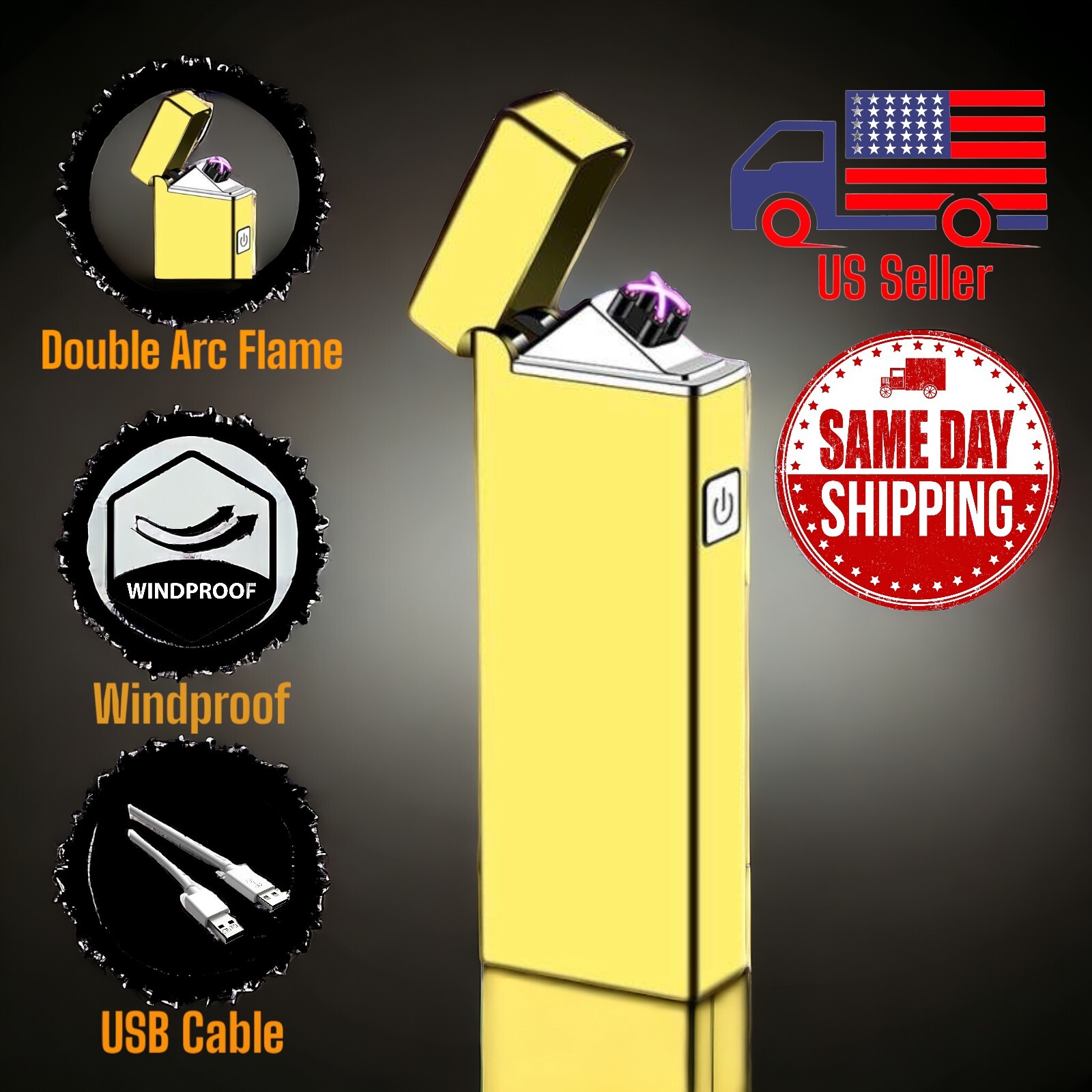 Dual Arc Plasma Flame Windproof Metallic Lightweight A7