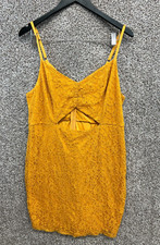 Forever 21+ Lace Mini Dress Dark Yellow/Tangerine Strappy Cut Out Front Size 2X