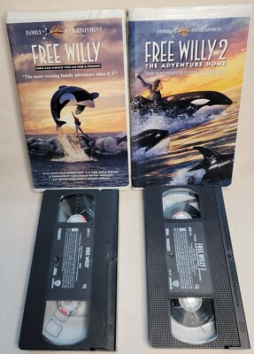 Vintage Disney Free Willy & Free Willy 2 VHS Movie Set Warner Brothers 1993 1995