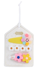 Mud Pie Baby Girl Yellow Flower Spring Hair Clips Set of Three NEW