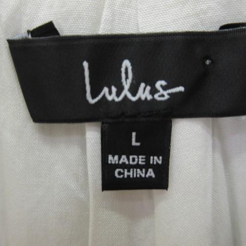 Lulus Women’s Long Sleeve V-Neck Romper Size L Off White Rayon Linen #4439 - Picture 8 of 13