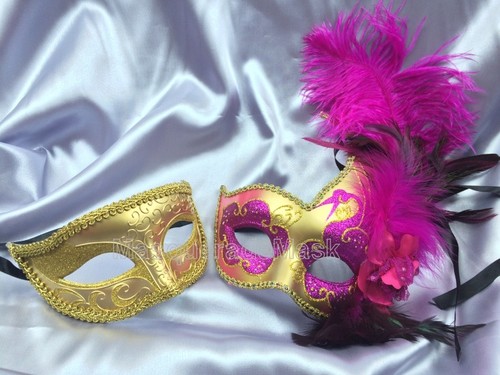 Elegante Vestido Pluma Pareja Mascarada Máscara Baile de graduación Cumpleaños Boda Soltero Fiesta - Imagen 3 de 4