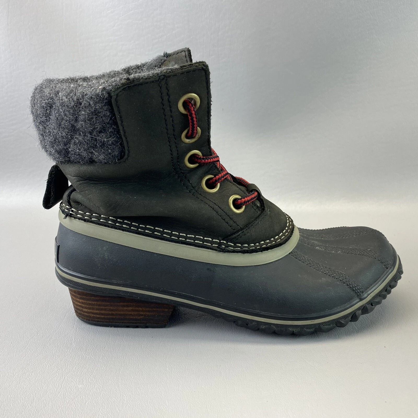 sorel slimpack lace ii leather rubber duck boots