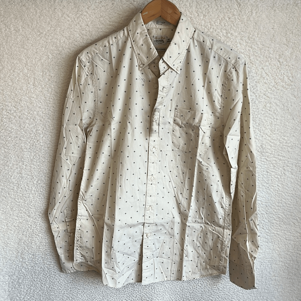 J Crew Slim Secret Wash cotton poplin shirt Men’s Medium Print