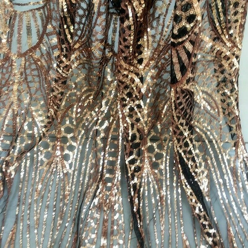 Lentejuelas Malla Bordado Tela Tul Voile Boda Baile de graduación Vestido Disfraz Borde Brillante Foto 4 de 4