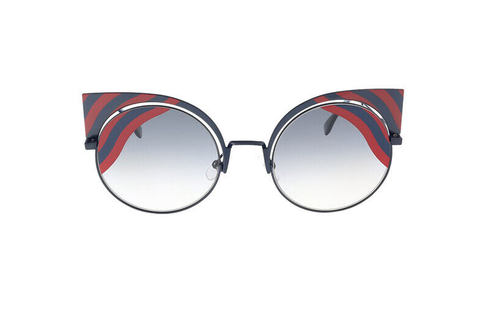 FENDI HYPNOSHINE FF0215S Dark Matte Blue Red Wave Metal Sunglasses Cat Eye 0215 - 第 2/2 張圖片