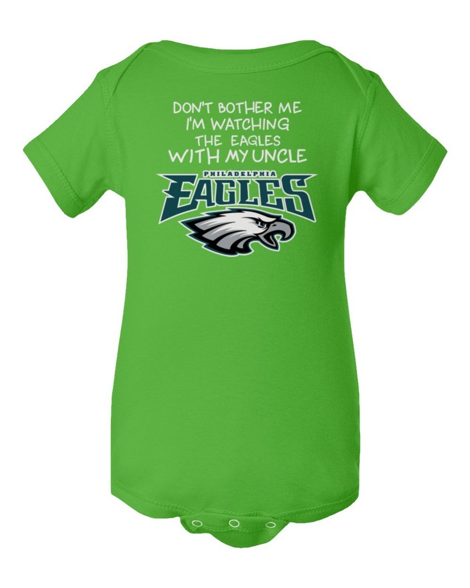 Watching With Uncle Dont Bother Philadelphia Eagles Baby Short Sleeve  Bodysuit