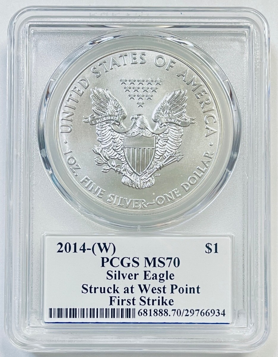 2014-(W) $1 Silver Eagle PCGS MS70 Struck at WP First Strike Moy