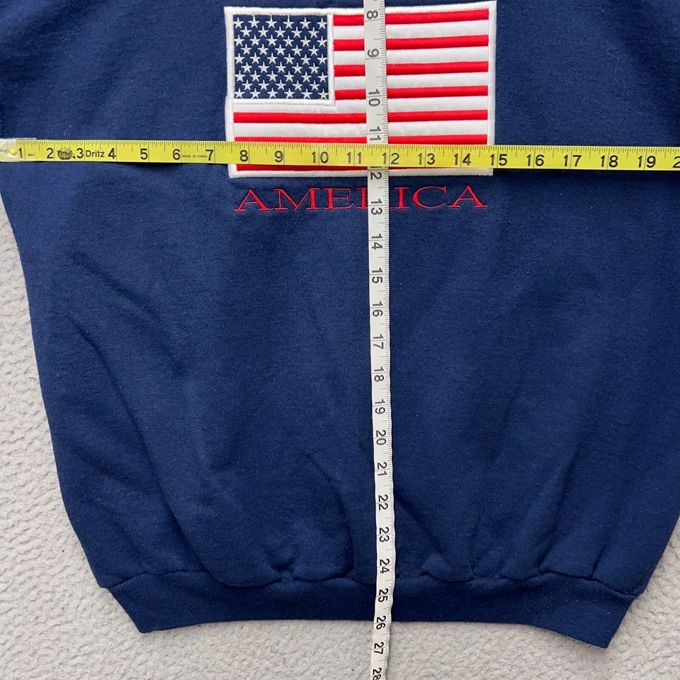 Sudadera God Bless America Para Hombre L Azul MC Deportes Cuello Redondo Pullover De Colección Foto 4 de 4