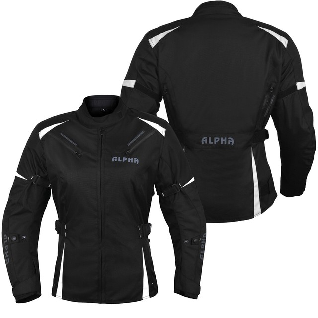 ALPHA WOMENS MOTORCYCLE JACKET MOTORBIKE BIKER CE ARMOR RIDING RACING