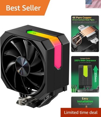 CPU Air Cooler with 4X6mm Heat Pipes,120mm Fan ARGB CPU Cooler 1650rmp,CPU Co...