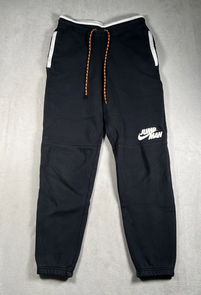VTG Nike Air Jordan Jumpman Joggers Men S Sweatpants Inferno Drawstrings Pockets - Image 2 of 4