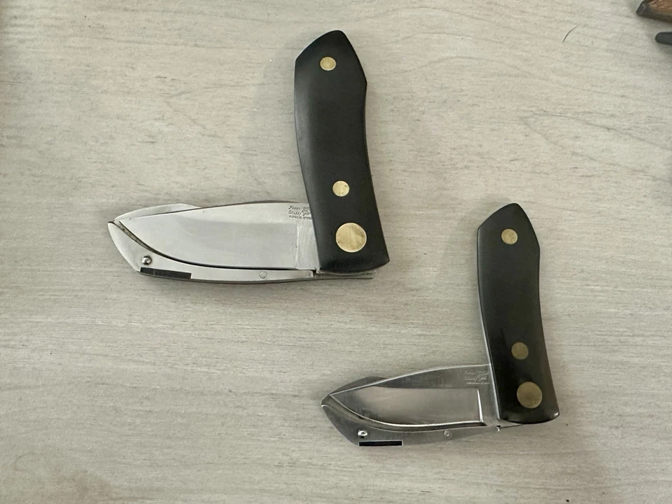 Vintage set of Frost Cutlery Swing Lock Knives 1980s from designer Barry Woods - Image 3 of 4
