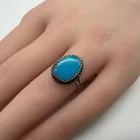 VTG Native American Sterling Silver Turquoise Sz-6 Ring 2.8g #yha