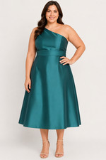 Alfred Sung Dress Womens 24W Green One Shoulder Satin A Line Formal Bridesmaid