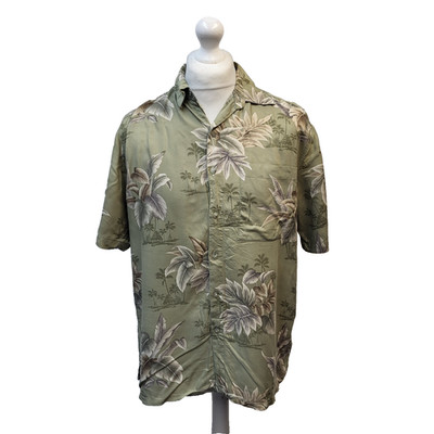Croft & Barrow Hawaiihemd Print Grün Blumen Viskose UK Herren M