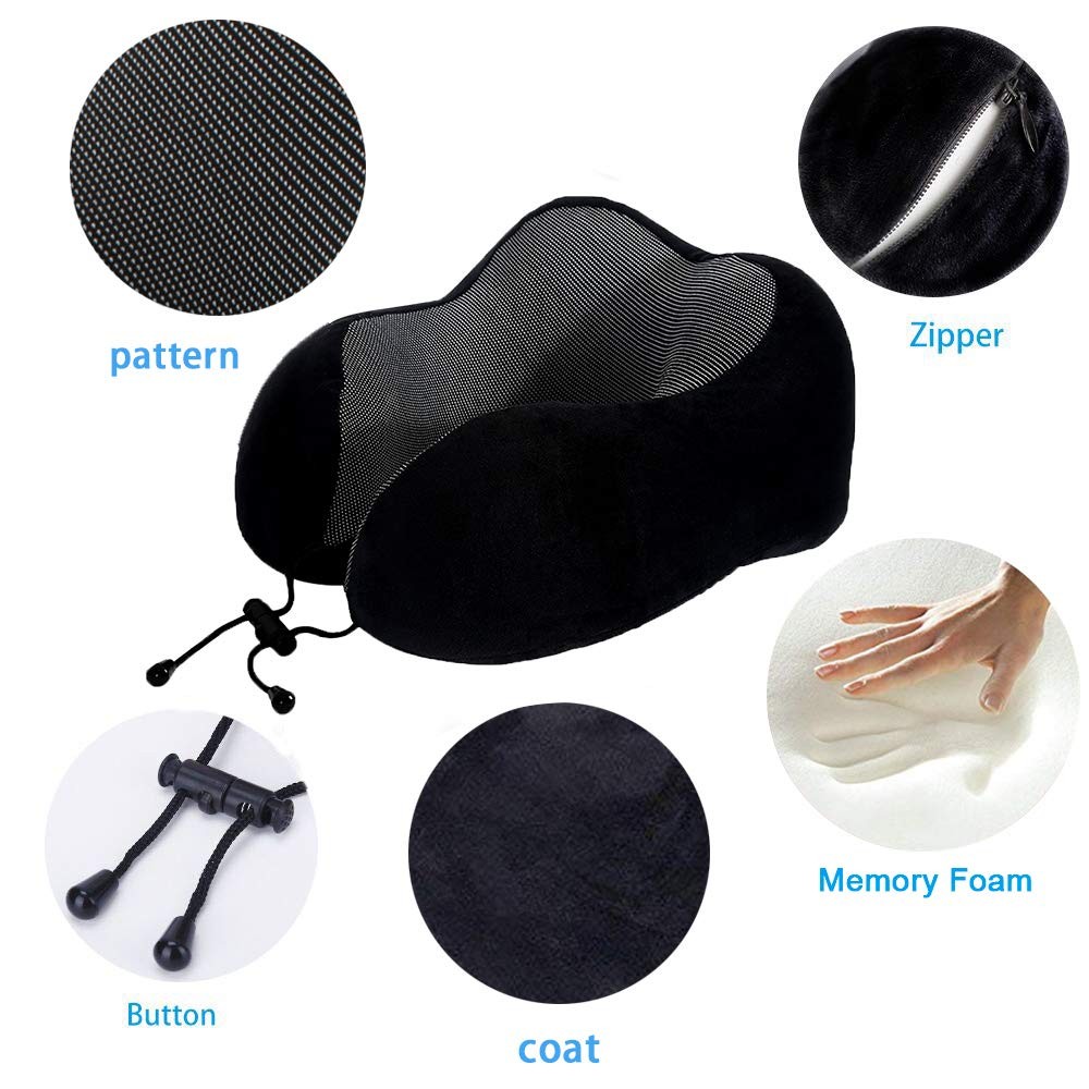 Travel Pillow, Best Memory Foam Neck Pillow Head Support Soft Pillow for Slee...