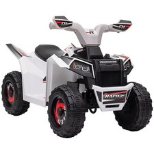 Kids ATV Quad,6V Four-Wheeler,Fwd Back,Wear-Resistant Wheels,Age18-36M,White