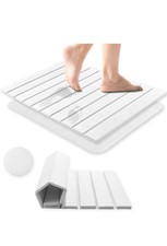Foldable Stone Bath Mat, 23x15 Inch White Stone
