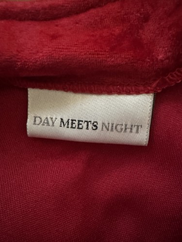 DAY MEETS NIGHT UK 18 EU 44 Midi Dress Red Stretch Crushed Velvet Short Sleeves - Picture 8 of 13
