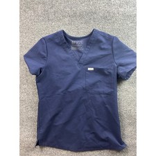 FIGS Casma Scrub Top Women XS Navy Blue V-Neck Short Sleeve FW1000