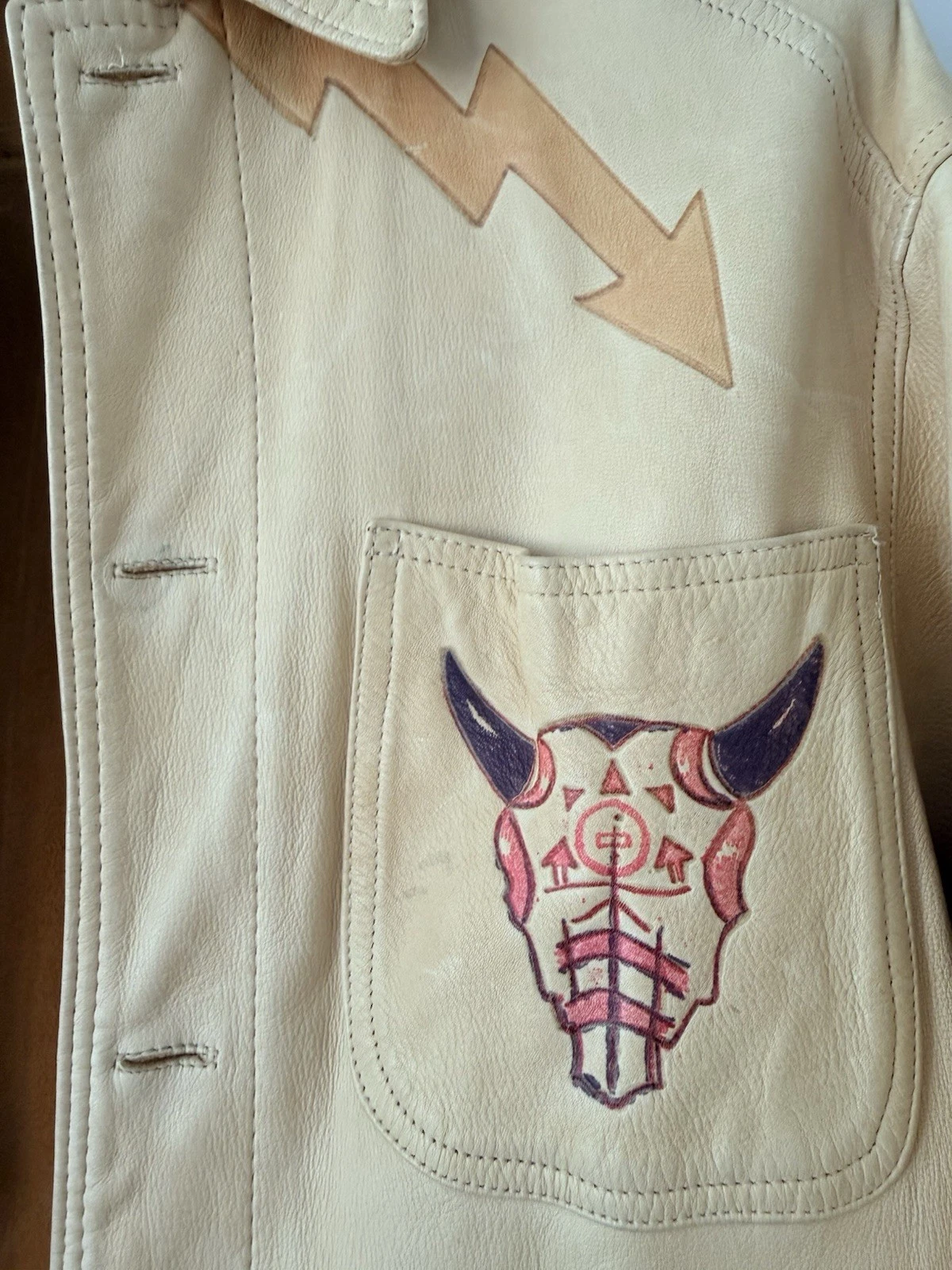VTG 80s Ralph Lauren Country Hand Painted Leather Jacket Authentic Dry Goods USA image 3