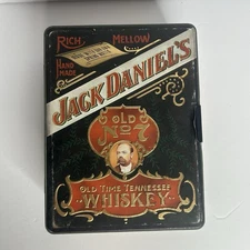 Vintage Jack Daniels Whiskey Tin Game Set Poker Chips And Playing Cards