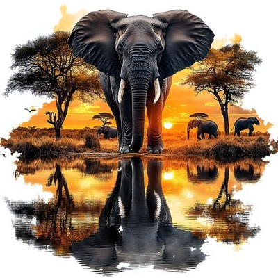 DIY Diamond Painting Kits für Erwachsene, Afrikanischer Elefant Diamant Edelstein Kunst Malerei 