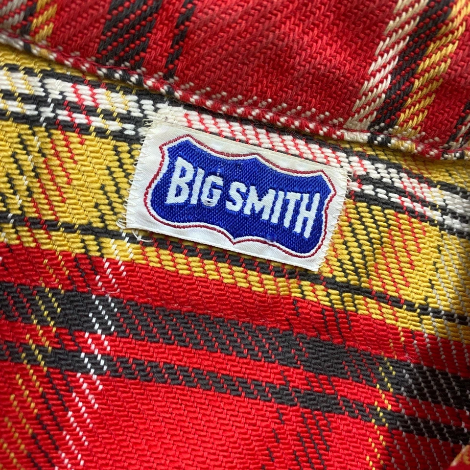 Camisa De Colección 60S 70S Franela Para Hombres XL Roja Algodón Tejido A Cuadros Manga Larga Foto 3 de 4