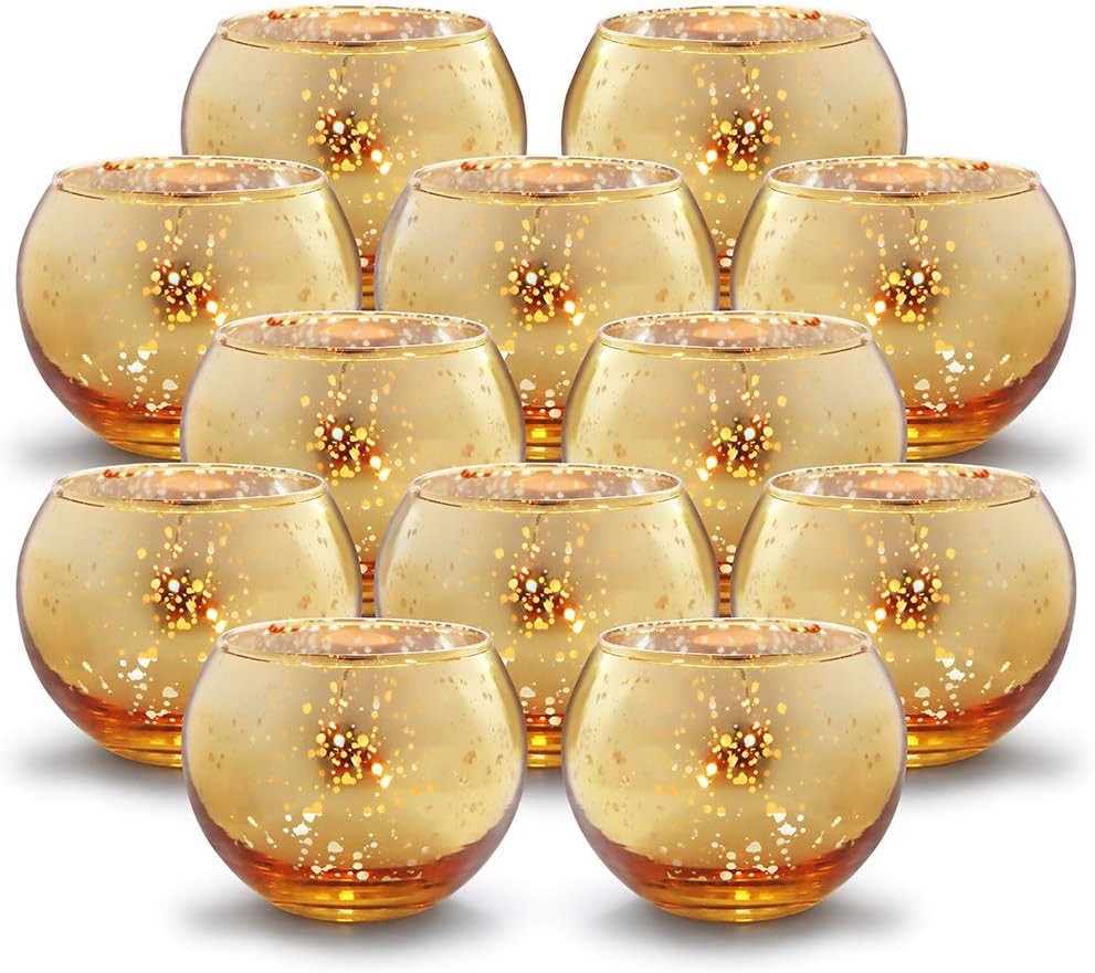 S, Mercury Glass Candle Holder Set Of 12