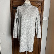 Uniqlo Grey High Neck Knitted Long Sleeve Oversized Comfy Lagenlook Midi Dress M