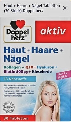 DOPPELHERZ Haut+Haare+Nägel Tabletten, 30 St PZN 04700651
