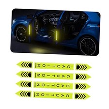 Car Door Open Prompt Stickers, 4PCS Reflective Safety Warning Decals, Green