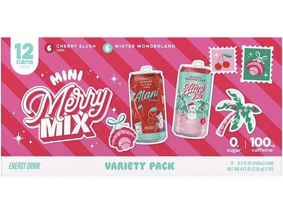 Alani Nu Mini Merry Mix Energy Drink Variety 12 Pack Winter