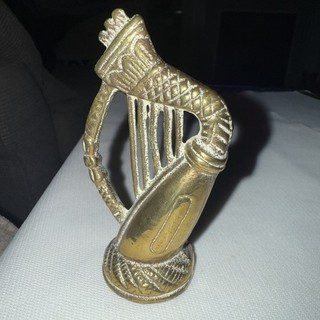 Vintage Brass Harp Shaped Ornament Candle Snuffer? Snowdon & Leek 3.75'' Tall