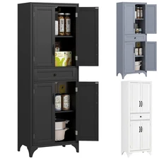 HOMCOM 67" 4-Door Kitchen Pantry with Drawer and Adjustable Shelves