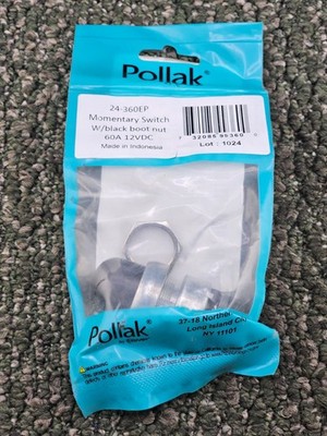(QTY 3) Pollak 24-360EP Momentary Switch w/ Black Boot Nut 60A 12VDC