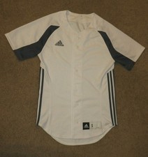 ADIDAS FULL BUTTON YOUTH STYLE JERSEY WHITE SMALL 100 POLYESTER