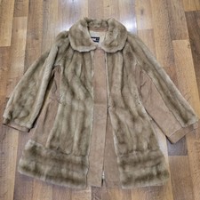 Vintage Lilli Ann Faux Fur Coat Women S/M 19.5 Pit To Pit Brown Lobster Clasp RD