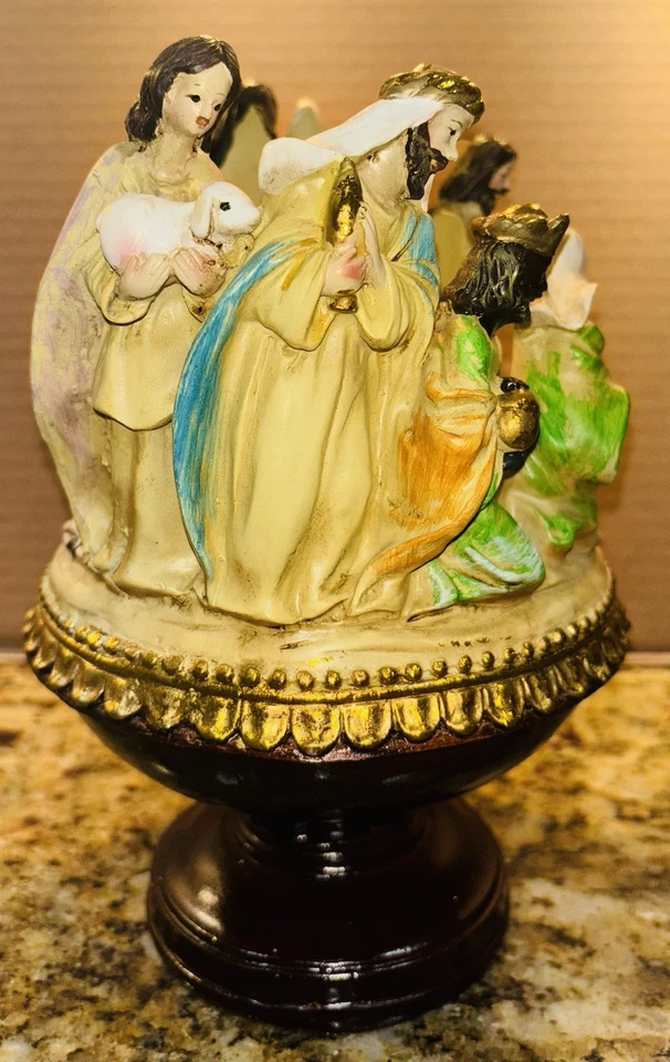 Belén de Navidad Vidrio Pilar Vela Pedestal Soporte Usado Foto 3 de 4