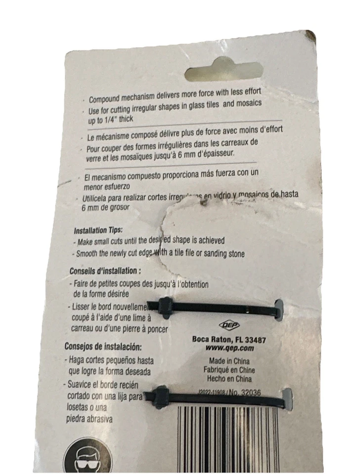 QEP 9 in. Compound Tile Nipper with Tungsten Carbide Tips for All Tile Types - Image 3 of 3